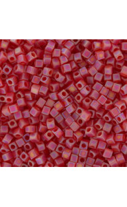 Miyuki square - cubes 1.8mm Beads - Matted transparent red ab SB18-141FR